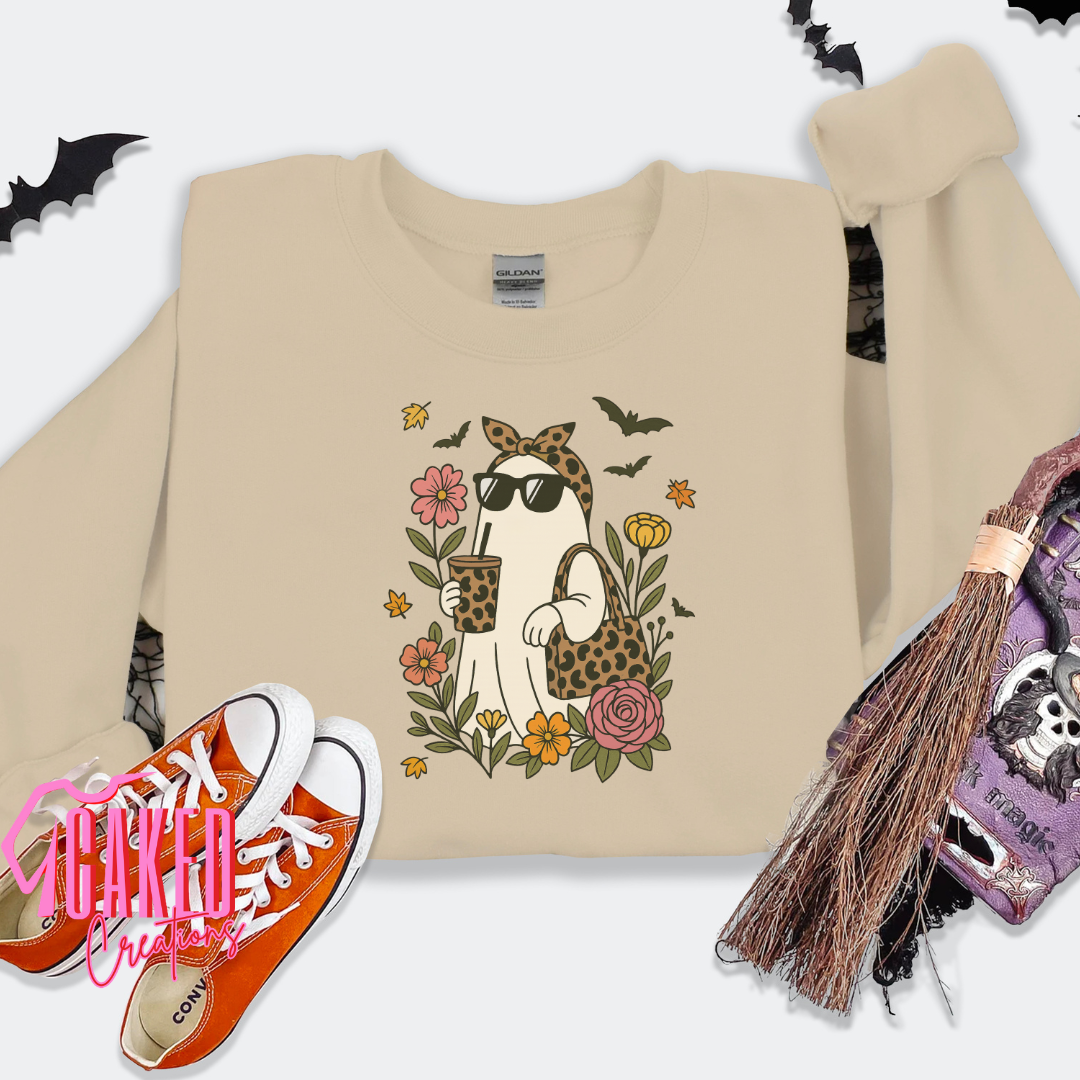 Retro Ghost with Leopard & Coffee
