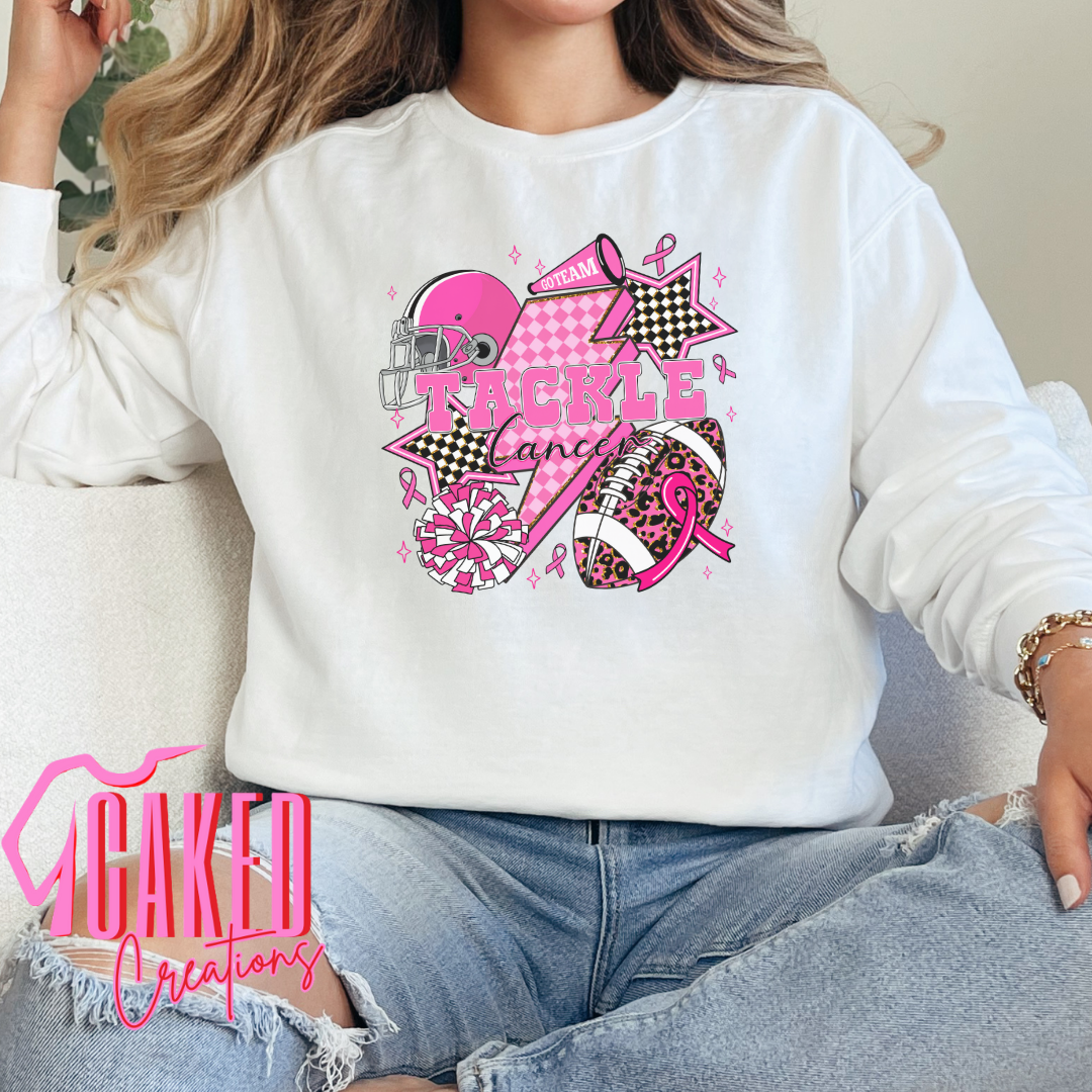 Tackle Cancer Tee β Pink Football & Stars Awareness Shirt