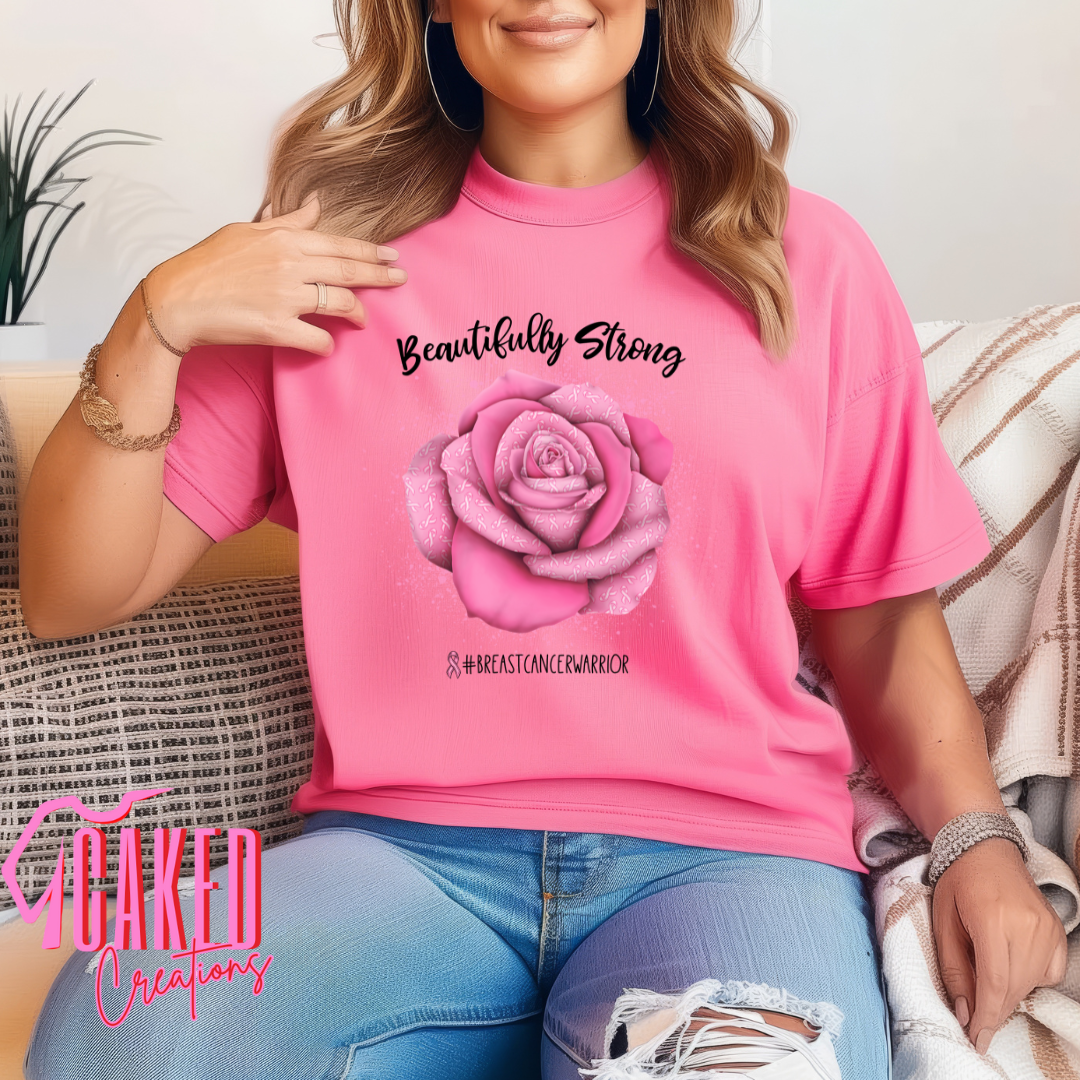 Beautifully Strong Rose Tee – Pink Ribbon Warrior Shirt