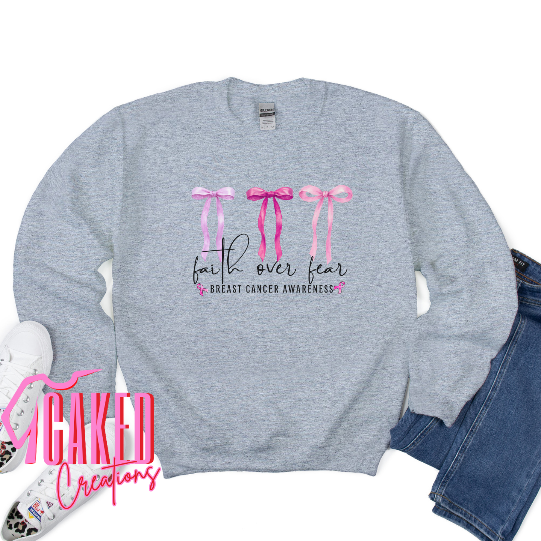 Faith Over Fear Bows Tee β Breast Cancer Awareness Shirt