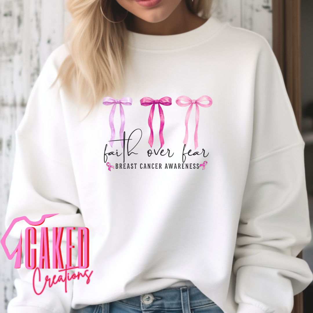 Faith Over Fear Bows Tee β Breast Cancer Awareness Shirt