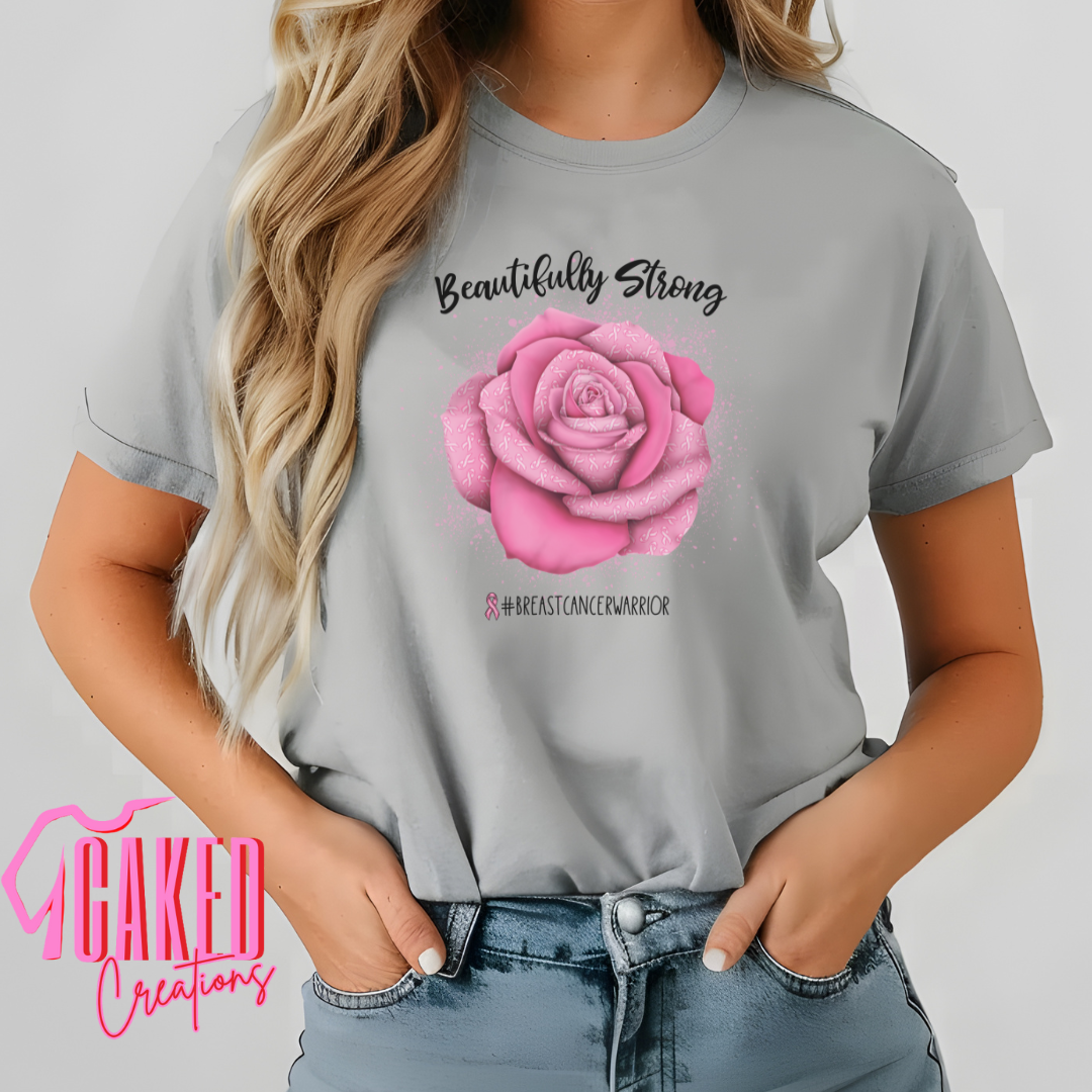 Beautifully Strong Rose Tee – Pink Ribbon Warrior Shirt