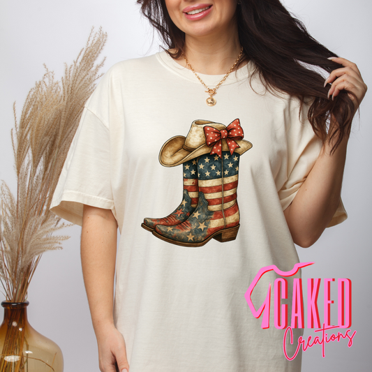 Stars & Stripes Cowgirl Boots Tee