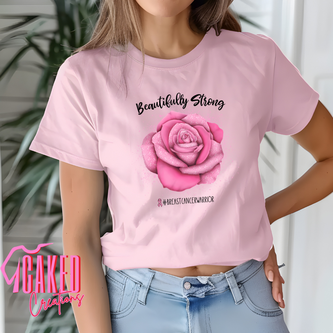 Beautifully Strong Rose Tee – Pink Ribbon Warrior Shirt