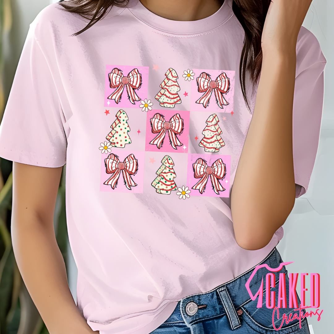 Pink Christmas Grid Tee