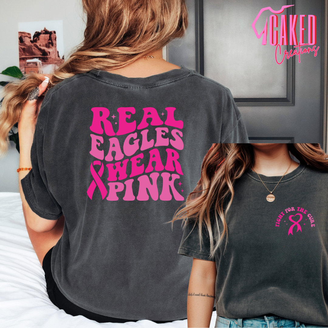 Real Eagles Wear Pink Tee – Retro Pink Out Spirit Shirt