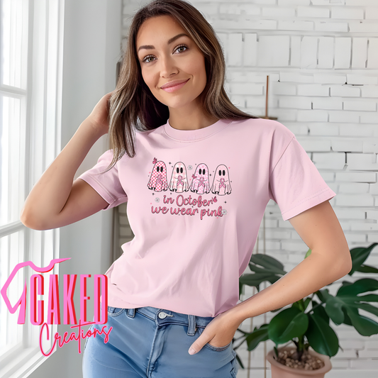 In October We Wear Pink Sweatshirt – Cute Ghosts Breast Cancer Awareness