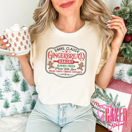 Mrs. Claus Gingerbread Bakery Tee