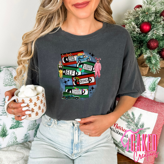 Retro Christmas Movie Stack Tee