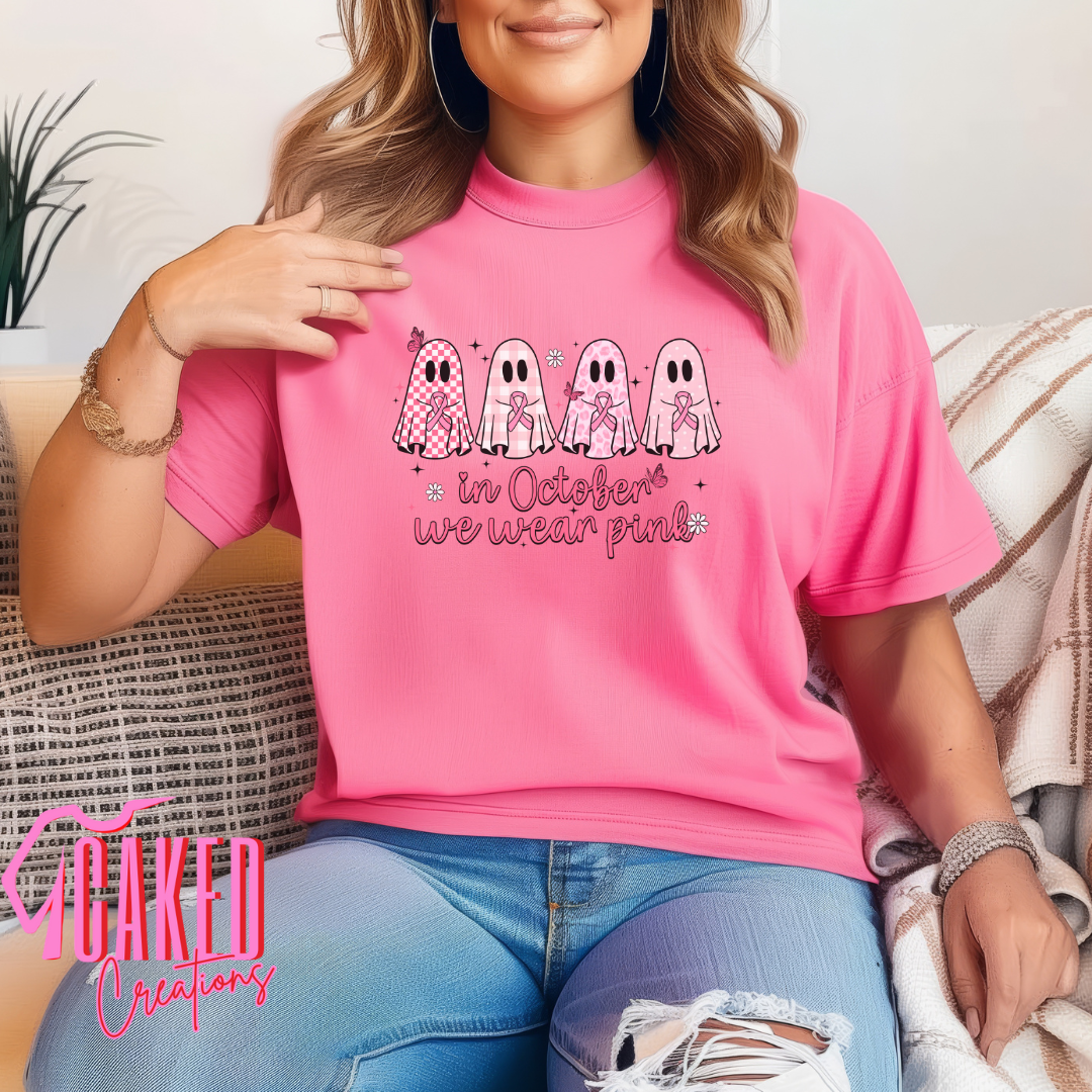 In October We Wear Pink Sweatshirt – Cute Ghosts Breast Cancer Awareness