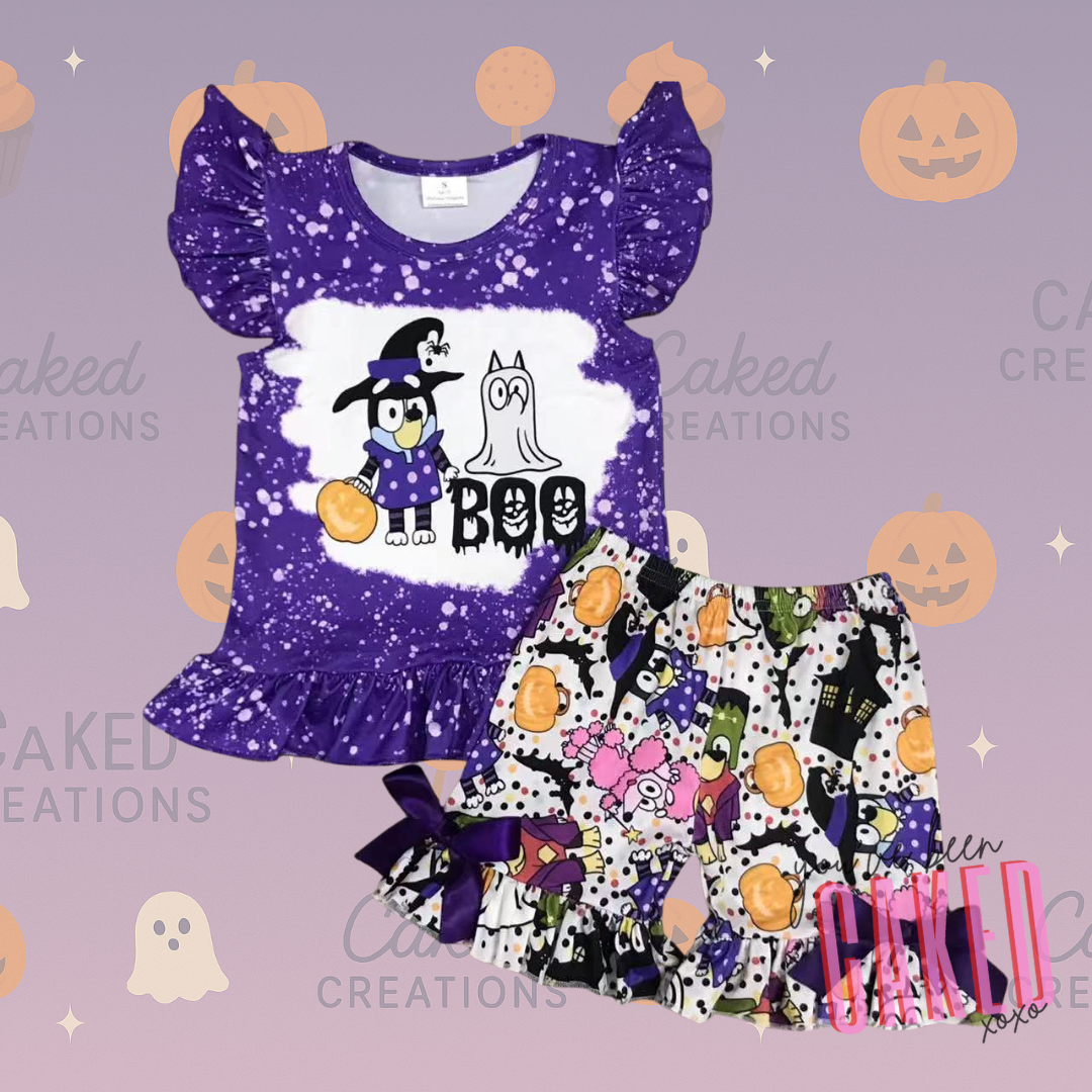 Purple “Boo” Ruffle Set