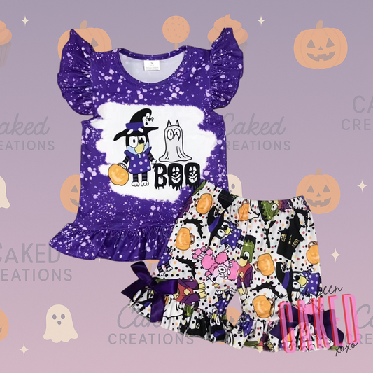 Purple “Boo” Ruffle Set