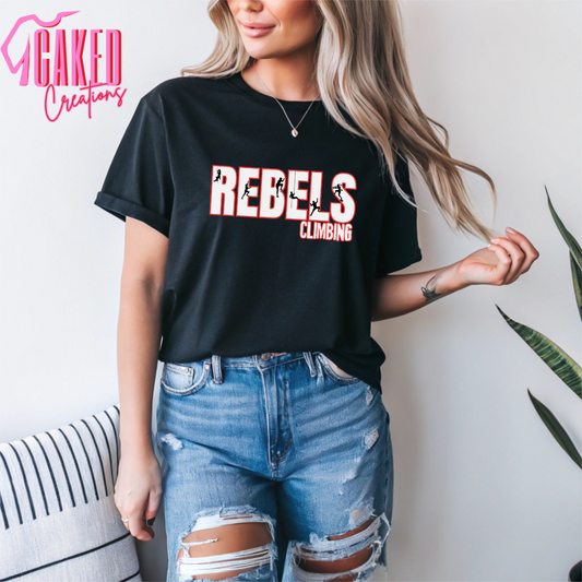 Rebels Mascot Climbing Tee – Customizable School Spirit Shirt