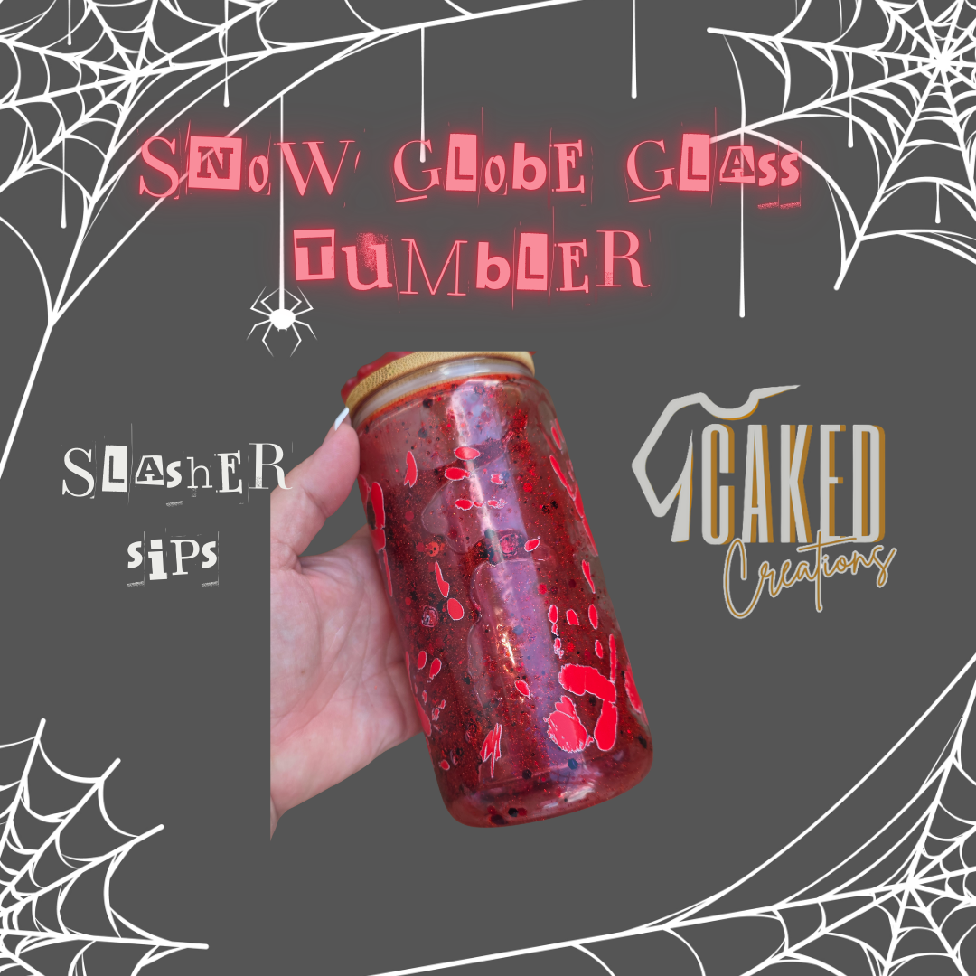 🩸 Slasher Sips – Snow Globe Tumbler