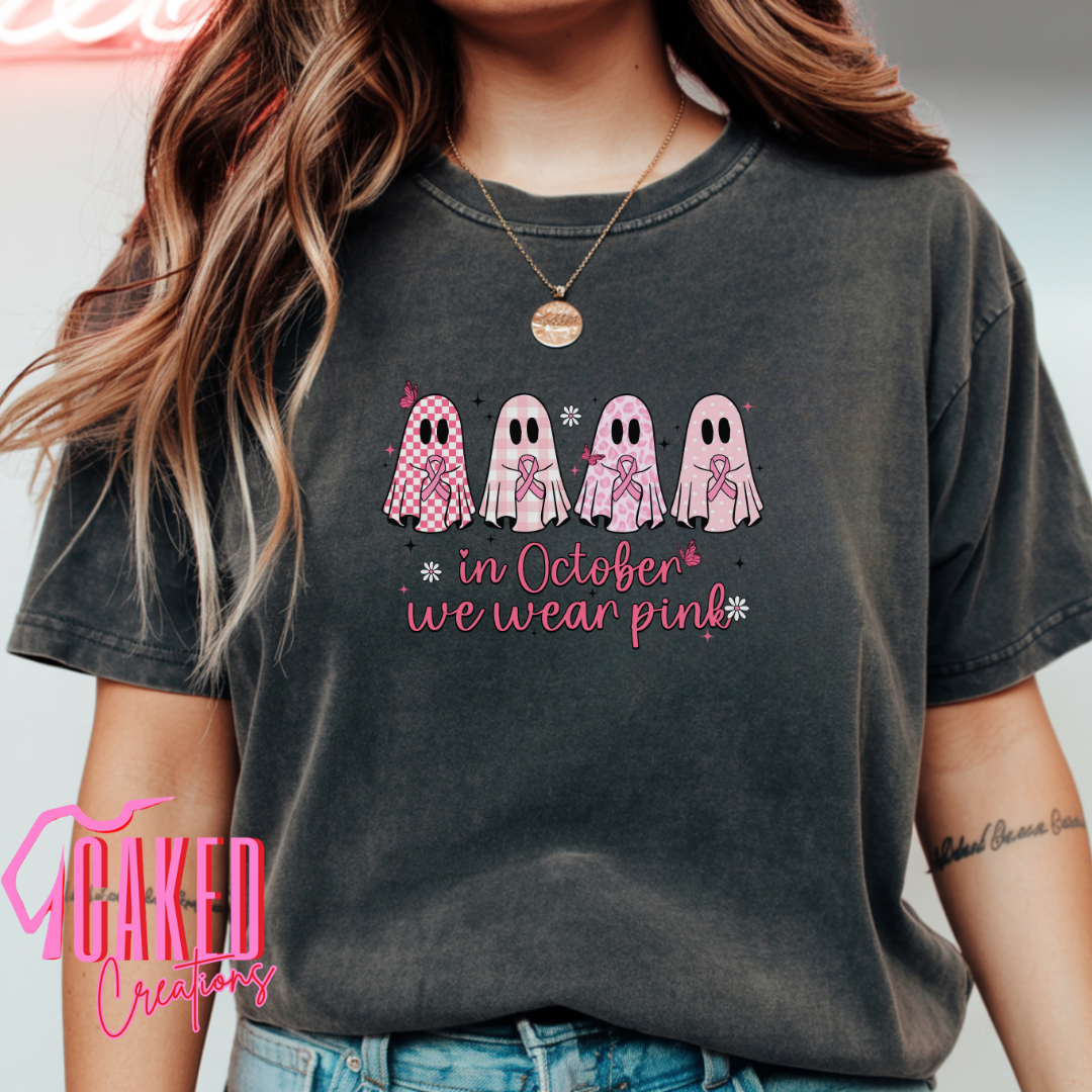In October We Wear Pink Sweatshirt – Cute Ghosts Breast Cancer Awareness