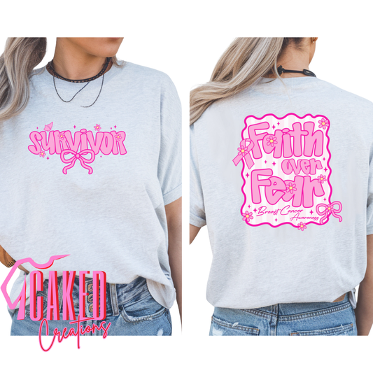 Survivor Faith Over Fear – Comfort Colors Breast Cancer Awareness Fundraiser Tee