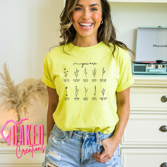 You Are Floral Scripture Tee – Christian Affirmation Shirt