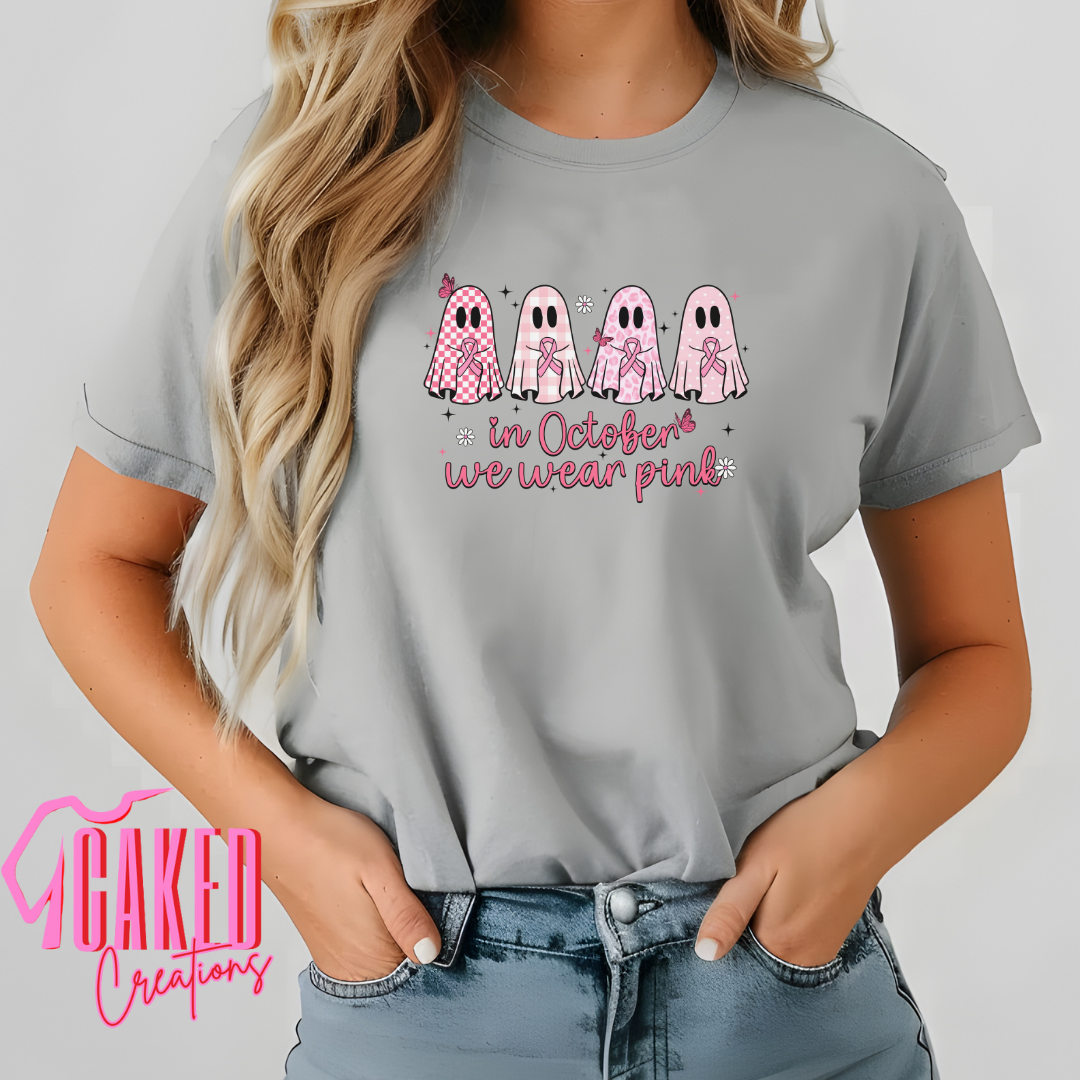 In October We Wear Pink Sweatshirt – Cute Ghosts Breast Cancer Awareness