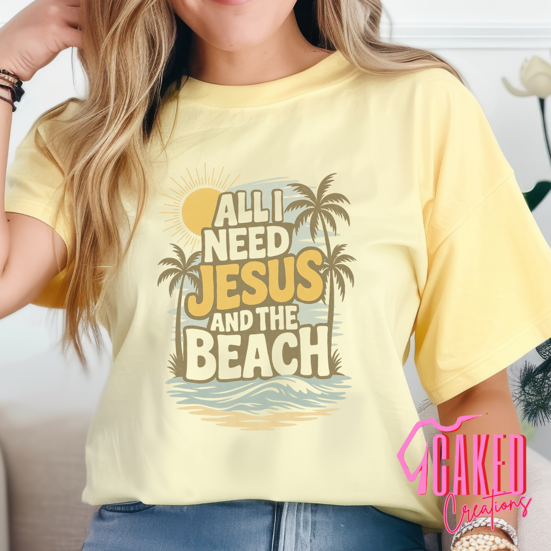 All I Need is Jesus and the Beach Tee – Faith & Coastal Vibes Shirt