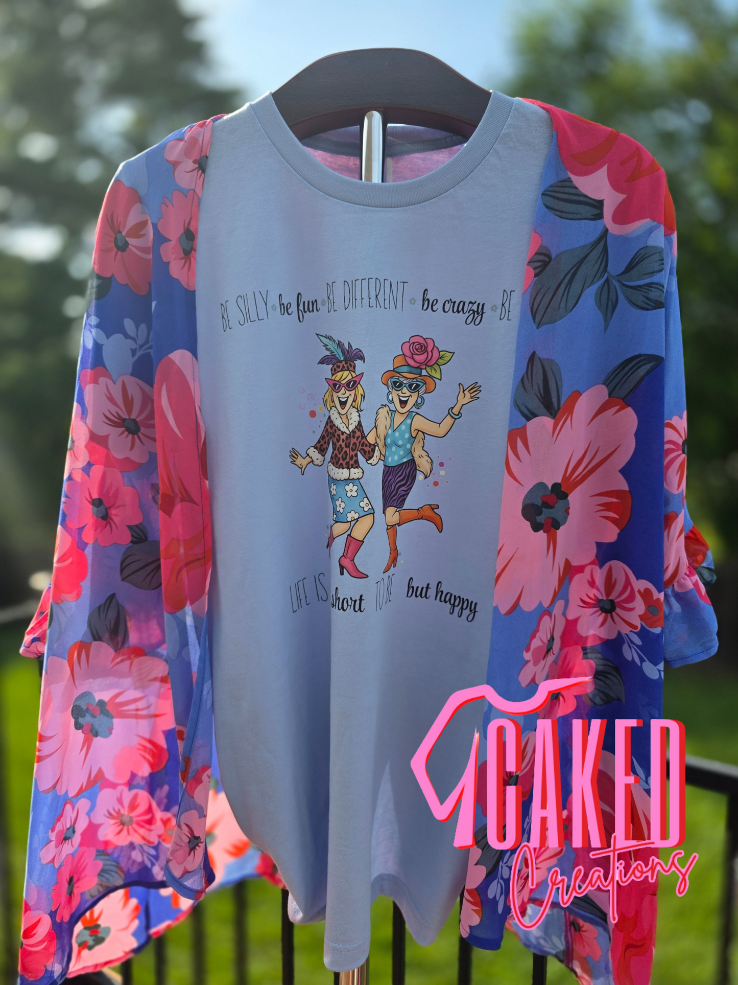 Closet Craving: Hot Pink & Blue Floral Ruffle Kimono