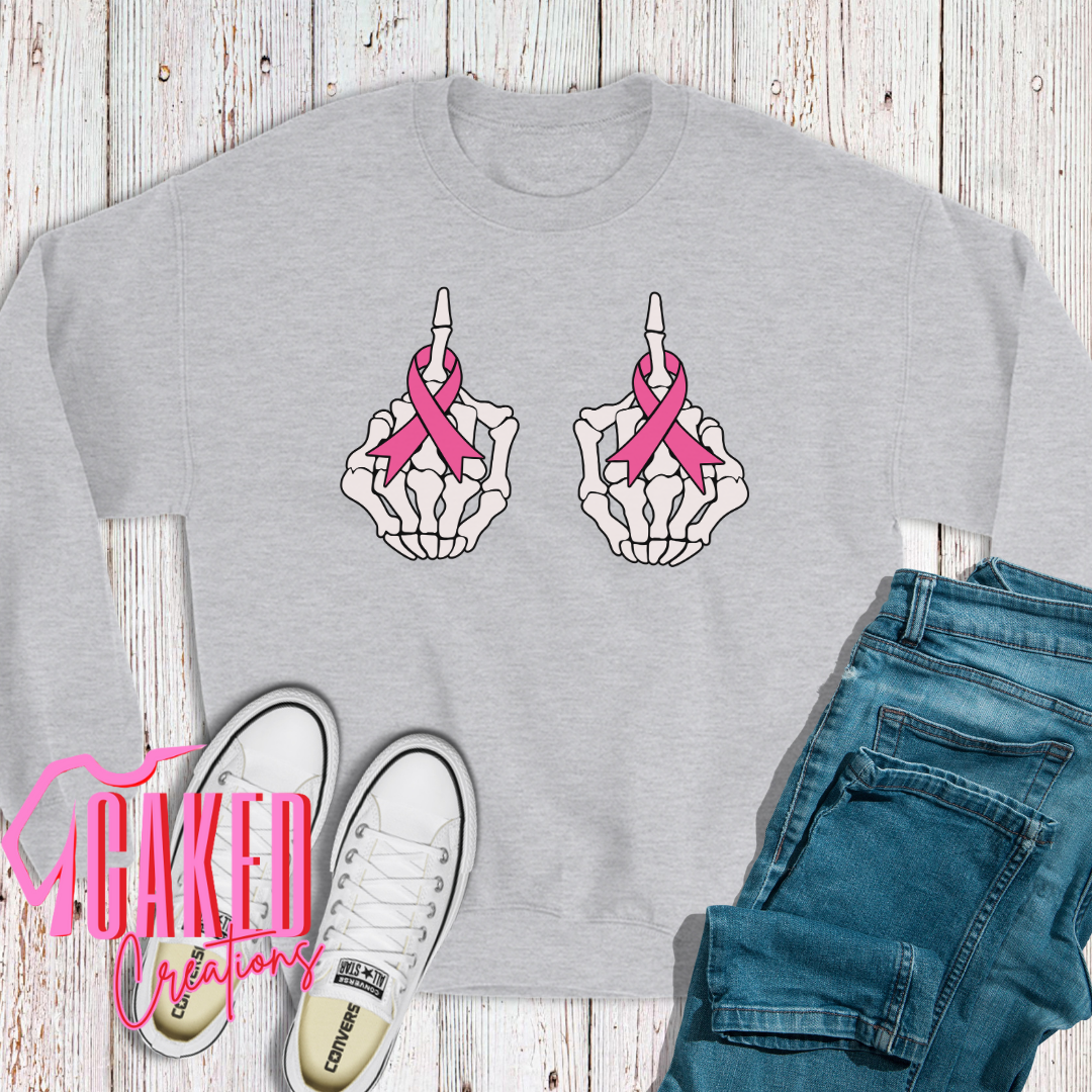 F Cancer Hands Tee – Bold Pink Ribbon Statement Shirt