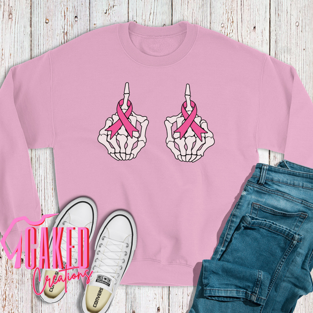 F Cancer Hands Tee – Bold Pink Ribbon Statement Shirt