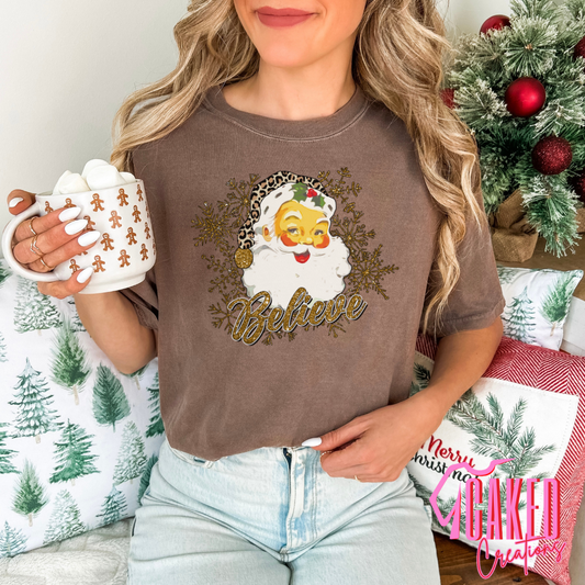 Believe Leopard Santa Tee