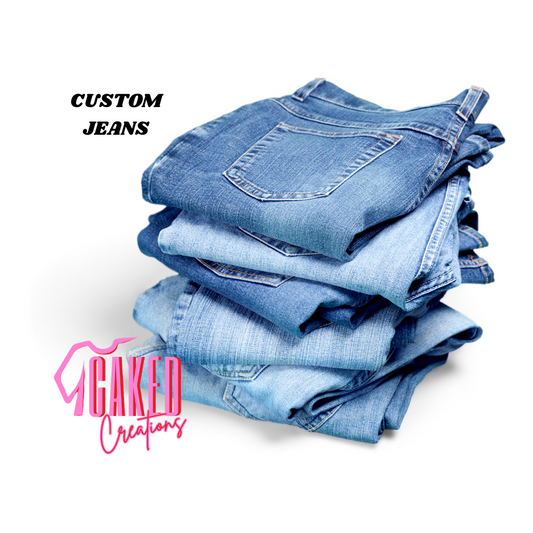 ✨ One-of-a-Kind Custom Decaled & Rhinestone Jeans ✨
