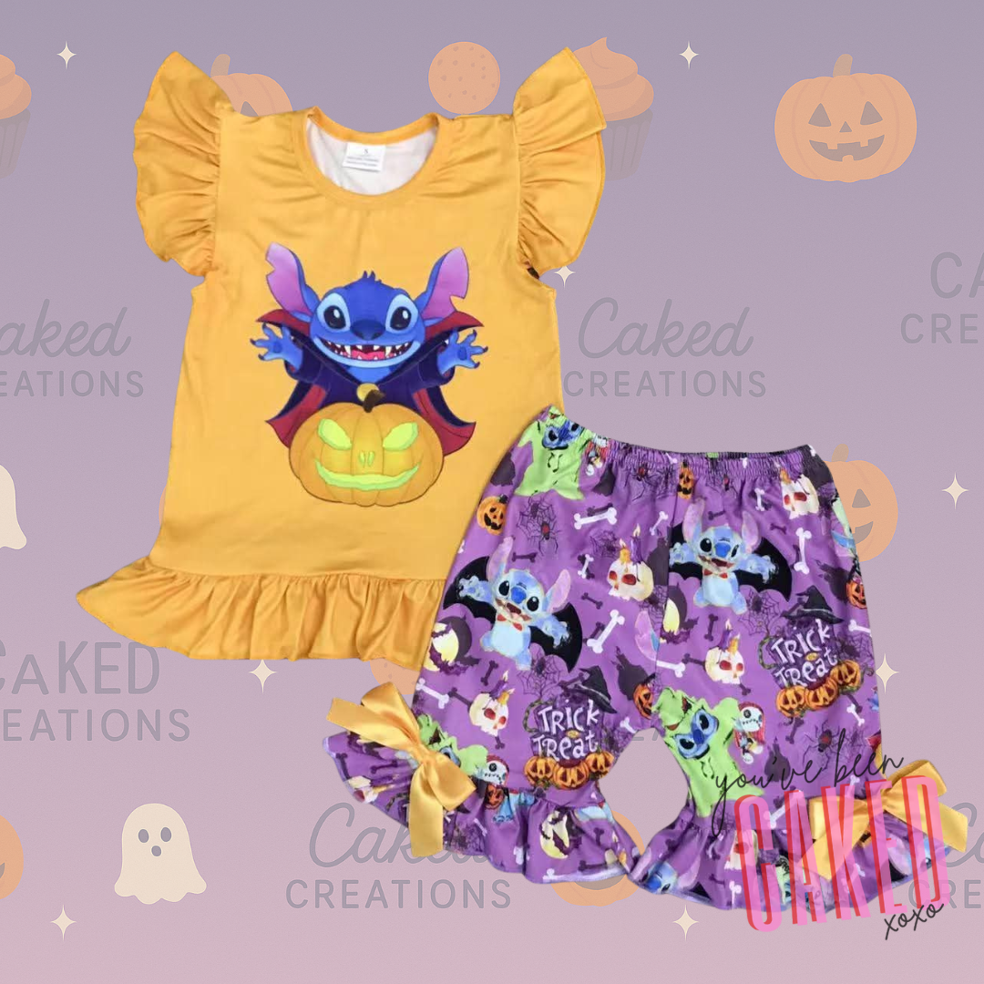 Kids Halloween Milk Silk Ruffle Set – Trick or Treat Style