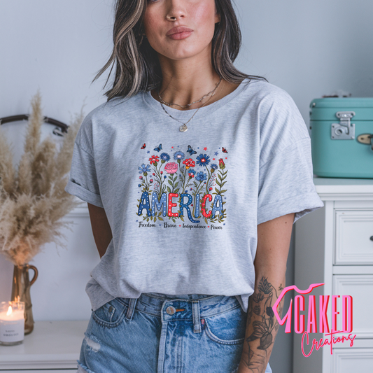 America Wildflower Tee