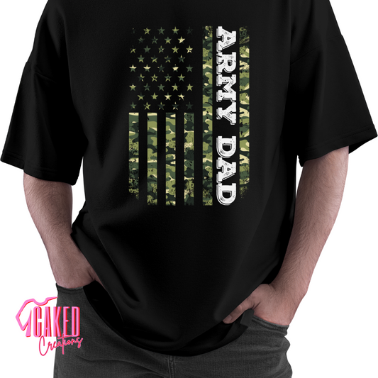 Army Dad Camo Flag Tee – Military Pride Shirt