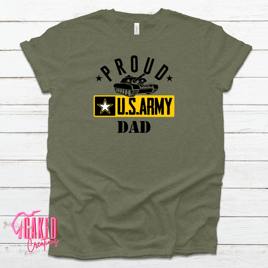 Proud U.S. Army Dad – Tank Graphic Military Tee