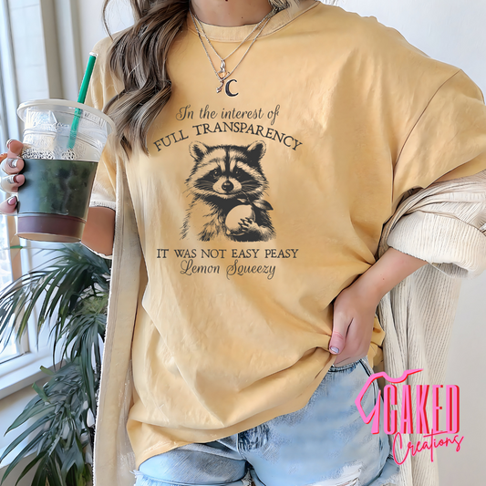 Full Transparency Raccoon Tee – Lemon Squeezy Edition